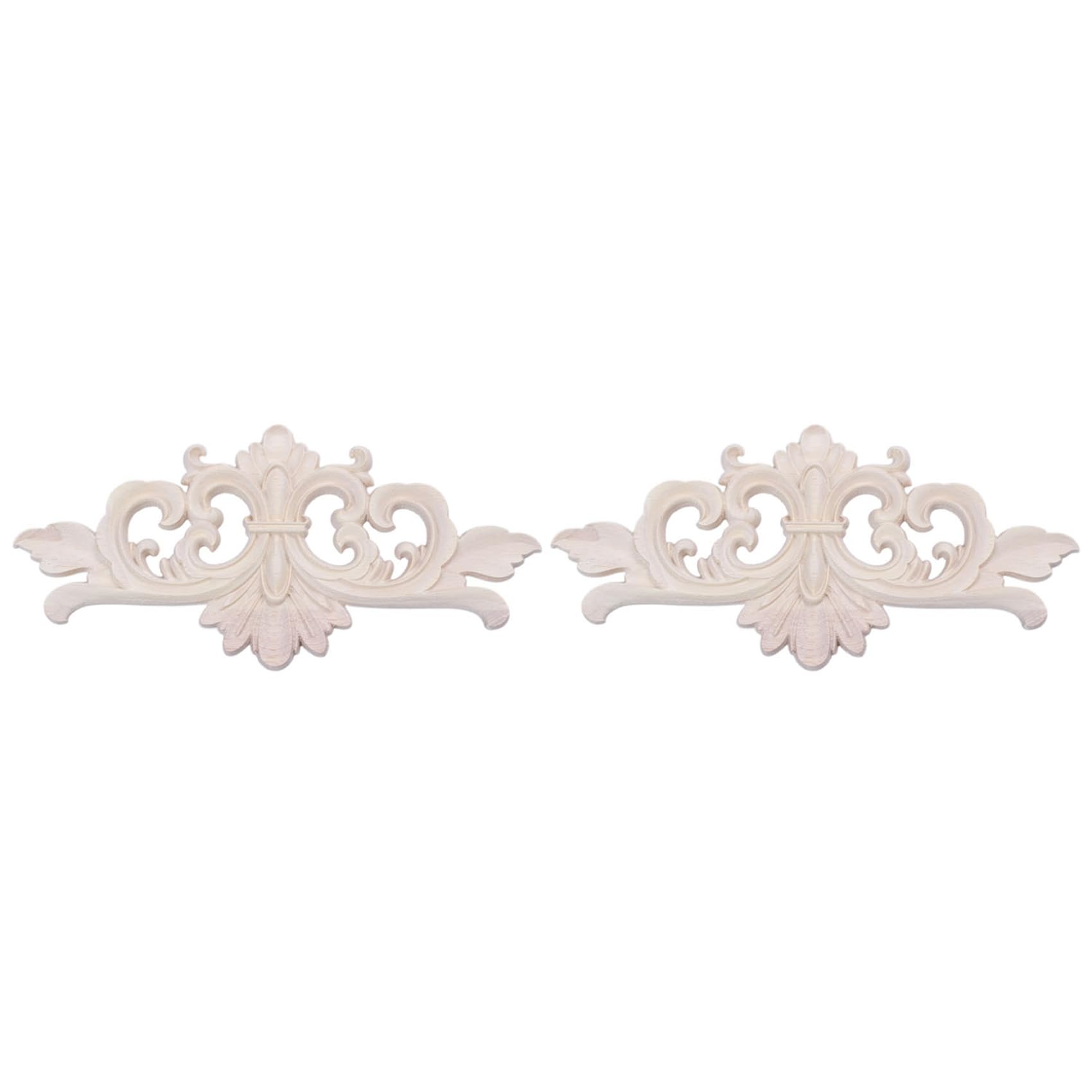 Hndhbfgrt 2 Pcs 22x10 cm Wood Carved Corner Onlay Applique Decor Furniture Craft Unpainted