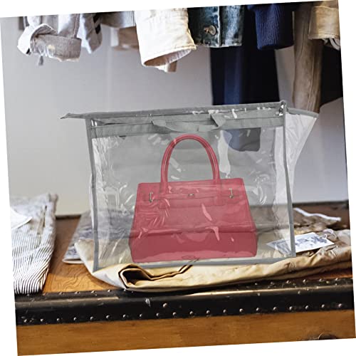 1pc Wardrobe Hanging Bag Storage Tote Pvc Garment Bag Closet Storage Pouch Grey4