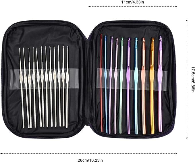Image of VIRADHAM Crochet Hook Set with Case - Complete Crochet & Knitting Kit for Beginners & Experts, Ergonomic Crochet Hooks, Steel Crochet Needles, Knitting Tools, Stitch Markers & Accessories (Crochet Kit 22)