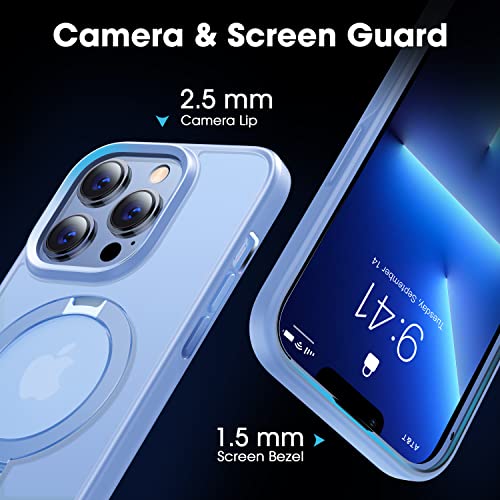 Image of CASEKOO Designed for iPhone 13 Pro Case with Magnetic Invisible Stand [Military Drop Protection] [Compatible with MagSafe] Shockproof Slim Translucent Matte Case 6.1 Inch 2021, Light Blue