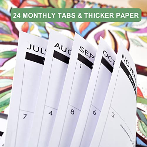 Monthly Planner/Calendar 2023-2025 - 2 Year Monthly Planner From July. 2023 To June. 2025, 9" X 11", 2023-2025 Monthly Planner With Tabs, Back Pocket + Thick Paper + Twin-Wire Binding - Watercolor Tree #TOP7