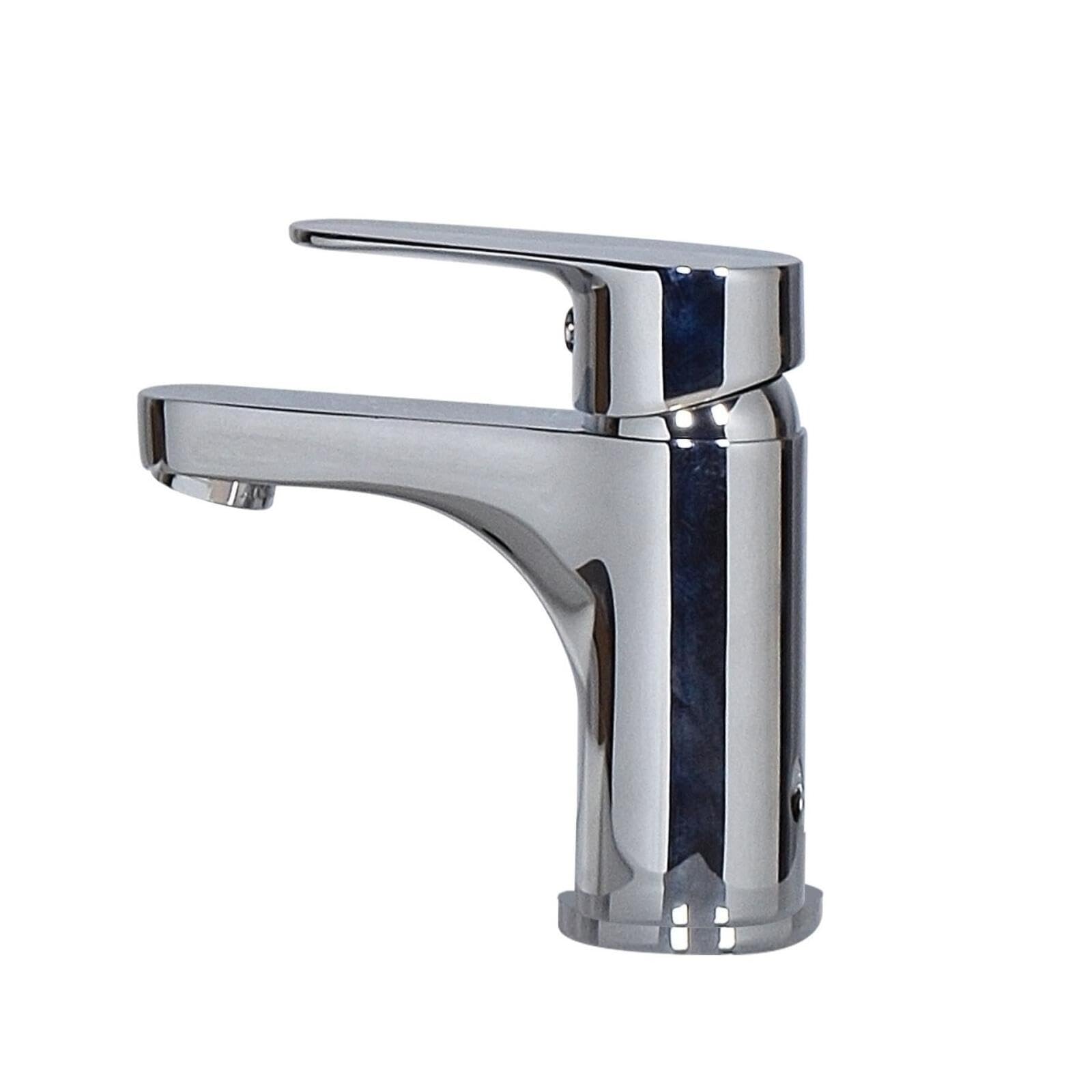 MOB-IN Meuble Lave-Mains SKINO décor chêne avec Vasque Blanche + Robinet chromé