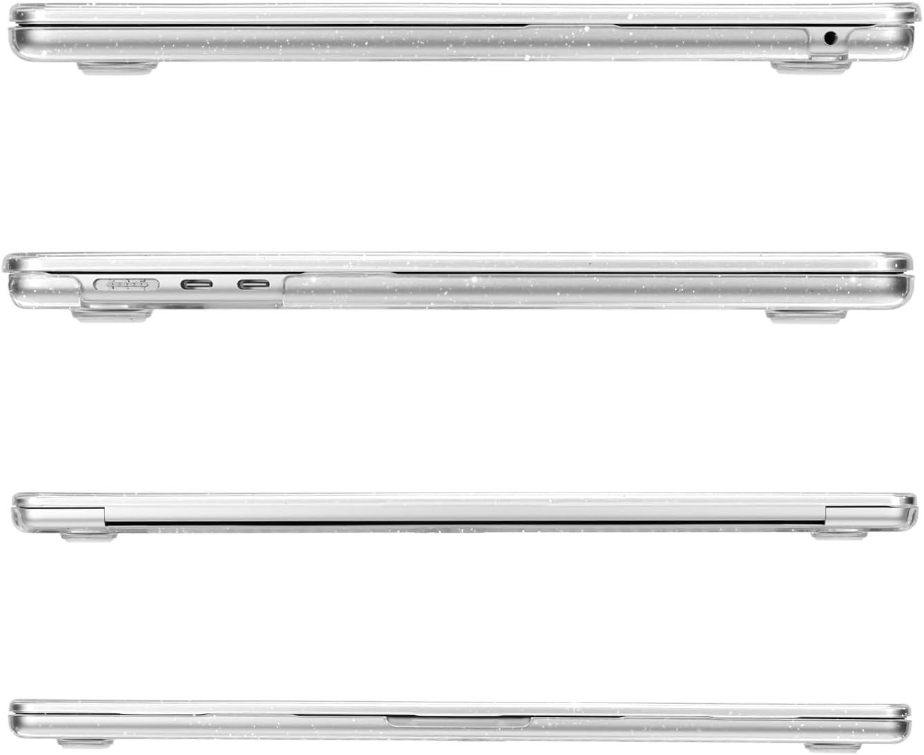 MOSISO Compatible with MacBook Air 15 inch Case 2023 Release A2941 M2, Sparkly Plastic Hard Case&Vertical Sleeve Bag&Keyboard Cover&Screen Protector&Webcam Cover&Type C Adapter, Transparent&Gray