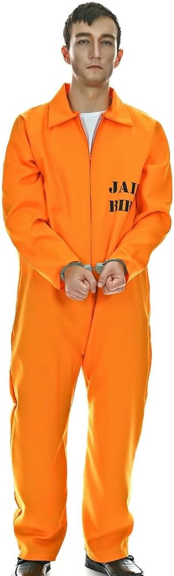 2024最安値挑戦M-XXL メンズ 囚人服 オレンジ プリズナー 長袖 コスプレ ハロウィン パーティー イベント 衣装 仮装 コスチューム 大人 (囚人オレンジ)