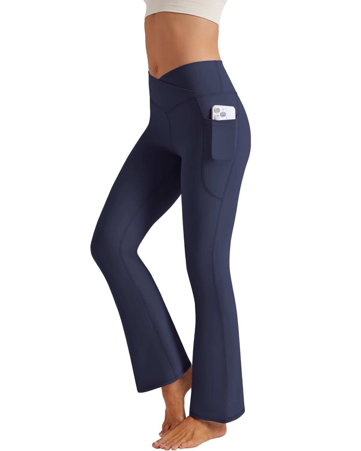 Glacspyg Pantaloni Yoga da Donna, Pantaloni a Zampa con Tasche, Vita a V, Stile Bootcut, Ideali per Il Fitness e Il Tempo Libero