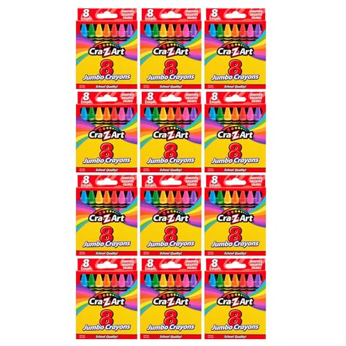 Cra-Z-Art Bulk Crayons 12 Packs of 8 Count Jumbo Crayons School Supplies Classroom Supplies Teacher Bulk Pack