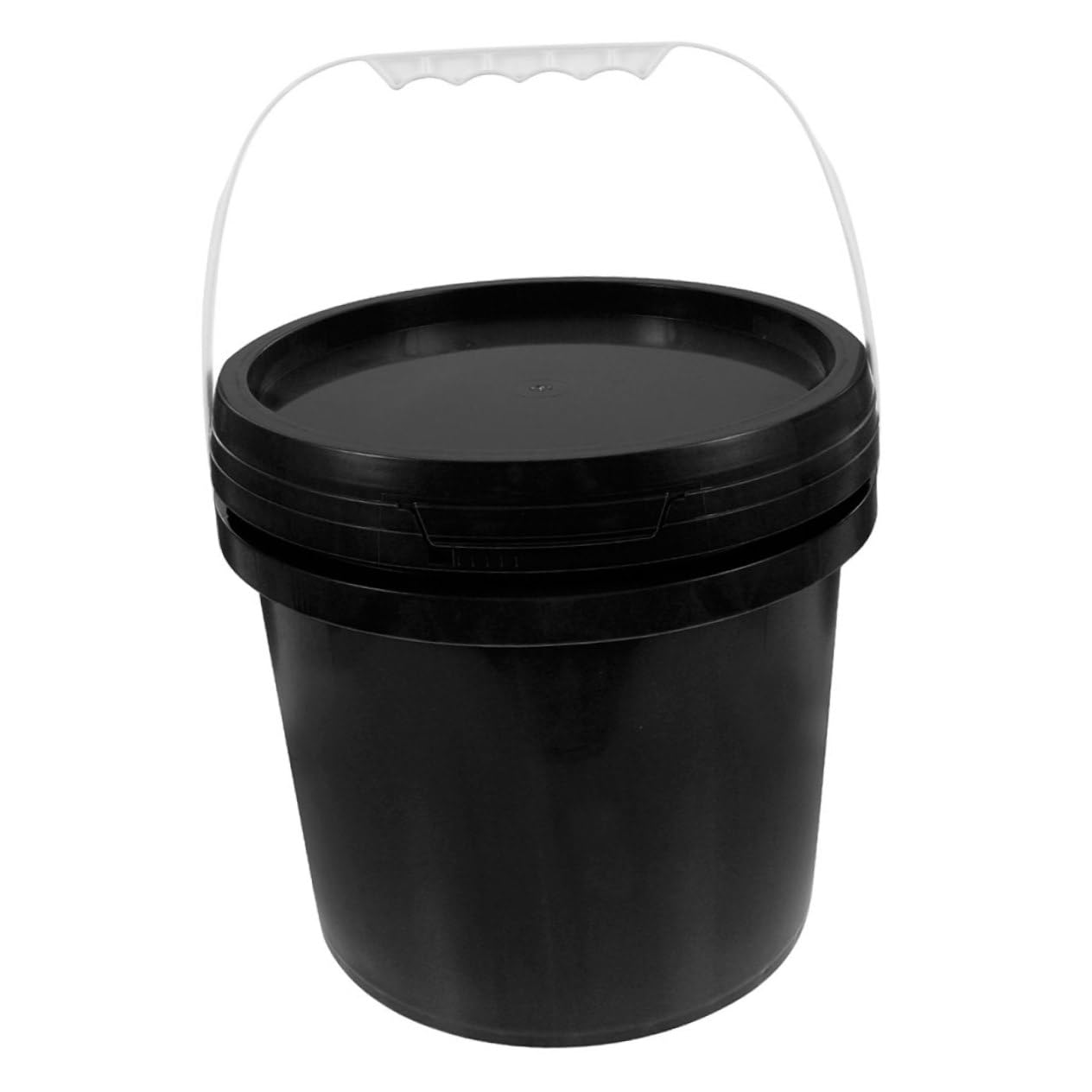 UKCOCO Eckiger Eimer 10l aus Kunststoff mit Deckel Schwarzer Farbeimer Leer Ergonomischer Griff Auslaufsicher für Selbstgemacht und Professionelle Nutzung