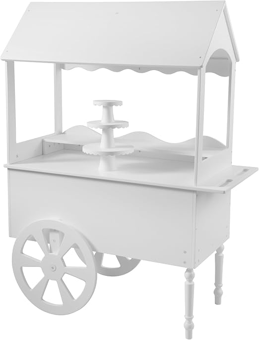 Candy Cart for Party - Cake Stand - Dessert cart - Decorated with Wheels for Birthdays Wedding - Easy to Assemble Vintage Candy Cart.