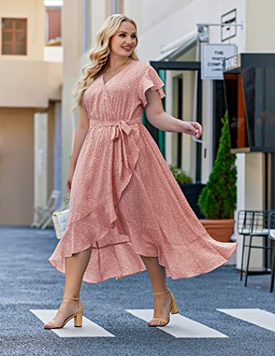 In'voland Plus Size Womens Casual Floral Deep V Neck Short Sleeve Long Evening Dress Cocktail Party Maxi Wedding Dresses #TOP4