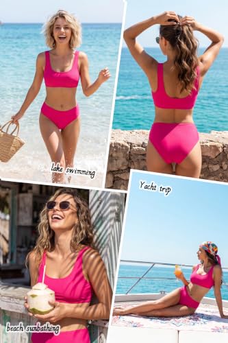 Image of Beautikini Period Swimwear Two Piece Menstrual Leakproof Sporty Bikini Sets Bathing Suit Period Swimsuit for Teen Girls