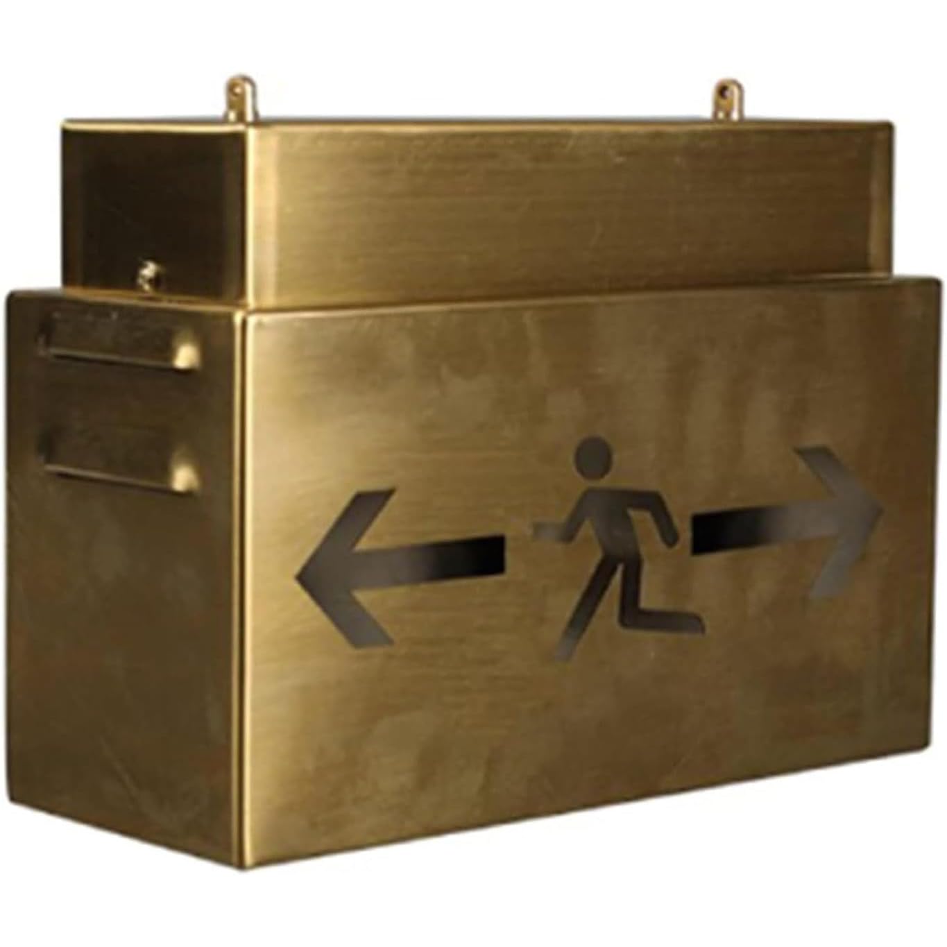 Señal de salida LED de metal con flecha de dirección, luces de salida de emergencia, estilo industrial, caja de luz de acero inoxidable para oficina, almacén, seguridad escolar