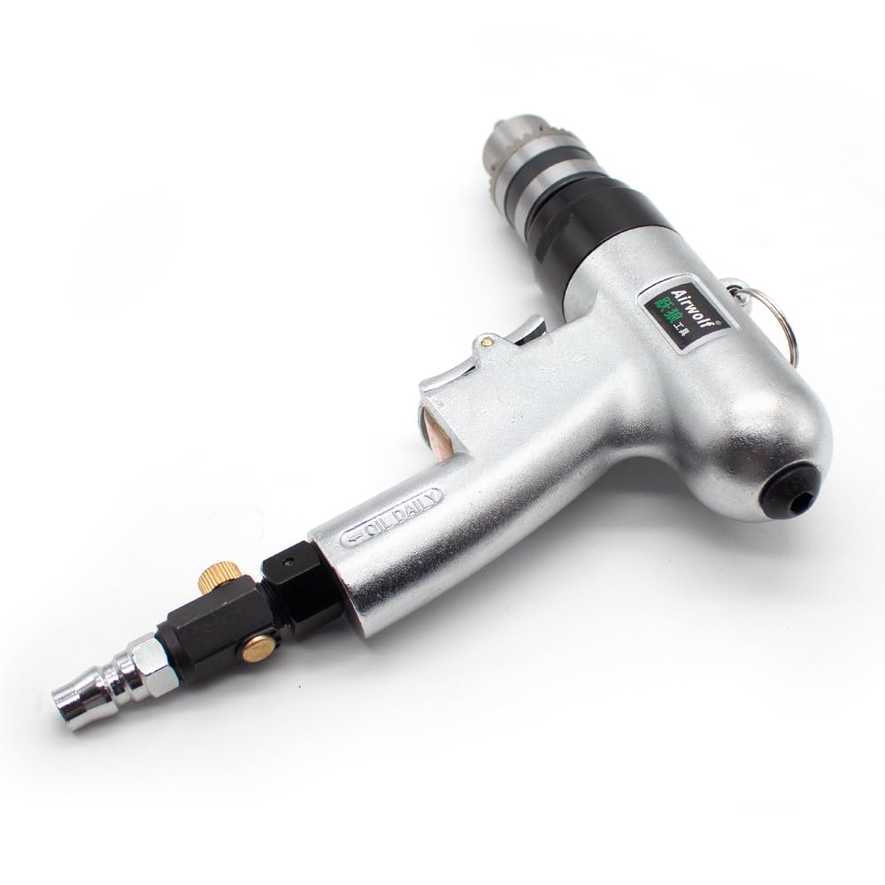 Toplionace Taladro Neumático de Alta Velocidad 2000 Rpm Inalámbrico Tipo Pistola Taladro de Aire Reversible Herramienta de Perforación de Orificios de Alto Par Abrazadera de 1-10mm