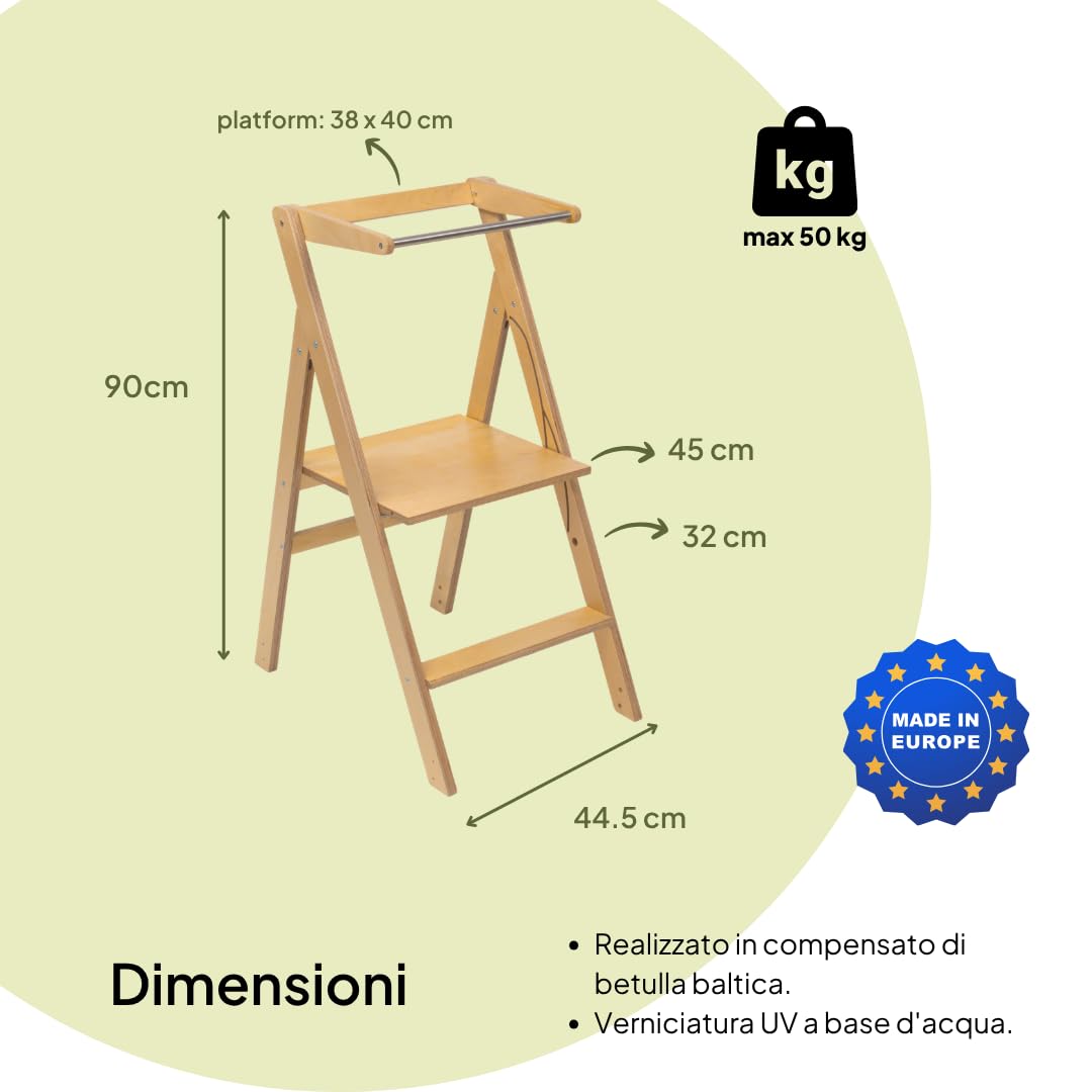 Ette Tete Torre di apprendimento pieghevole con altezza regolabile STEP'n'FOLD (grigio)