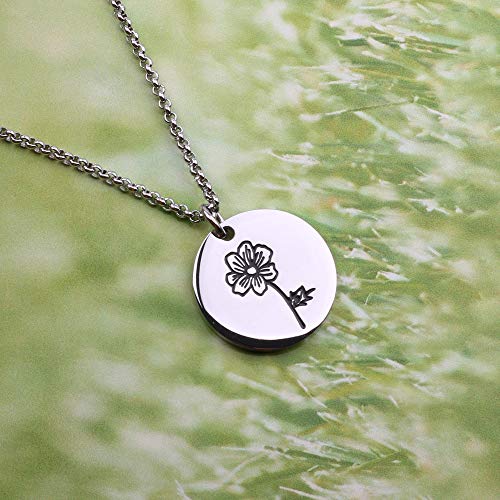 Detailed Personalized Birth Flower Necklace Birth Month Mom Necklace Birthday Gift for Her (Oct.-Cosmos)4