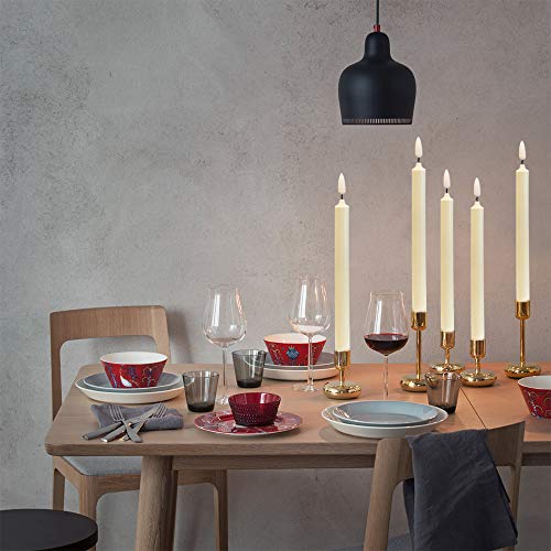 Image of Christmas Flameless Taper Candles with Remote Timer, Dimmer, Ivory Battery Operated LED Window Candle with Gold Base, Real Wax CandleSticks for Home Seasonal Decorations(6 Pack)