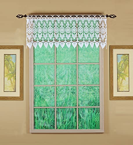 Today's Curtain Medallion Macramé Tailored Valance 16",White,48W x 16L, W 48" x L 16" (1 Panels) - Image 4