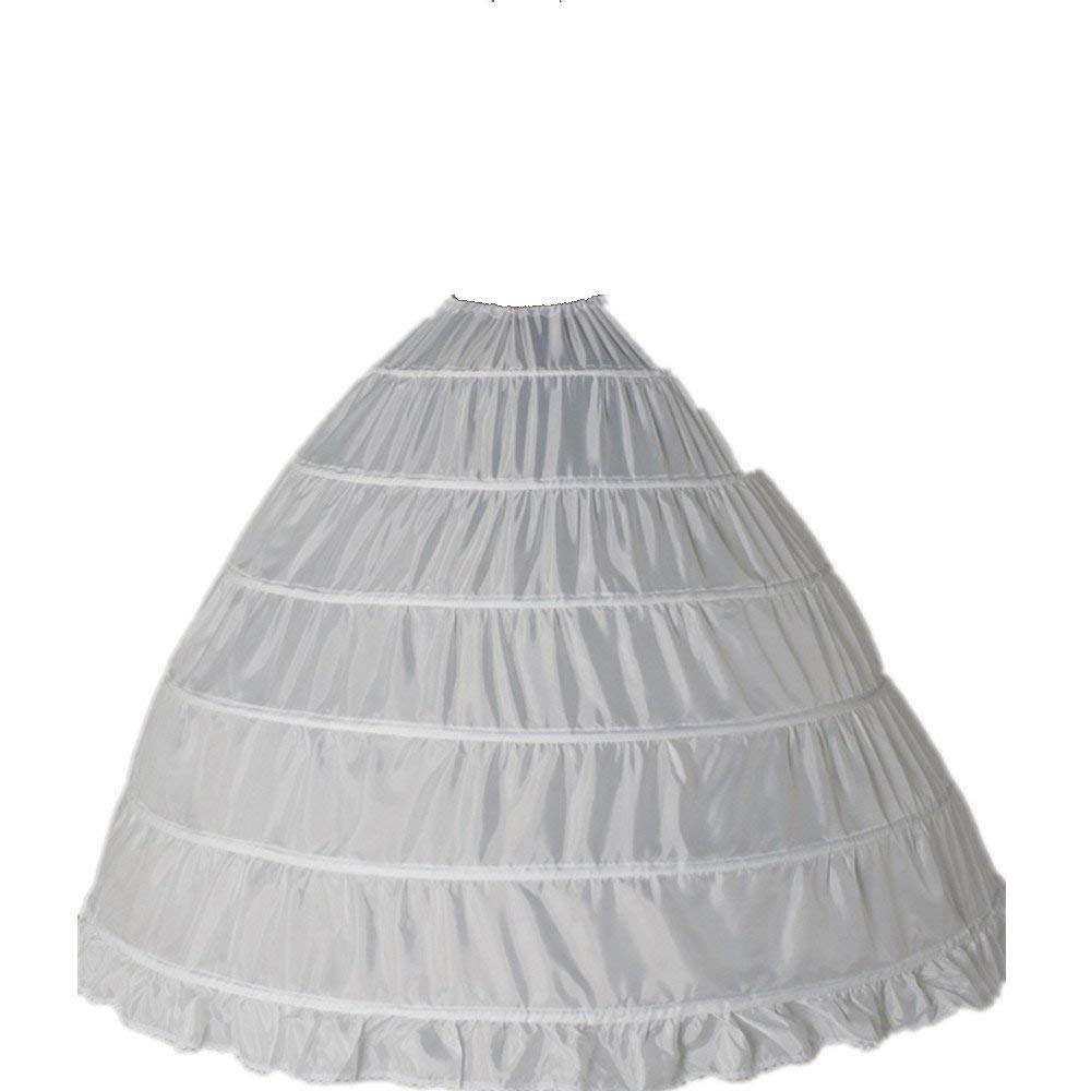SYMALL Women's Pettiskirt Long Mini White Wedding Ball Dress Pettiskirt A-Line Bubble Skirt Bridal Walk 6 Hoops Tutu Bridal Dress Pettiskirt, White
