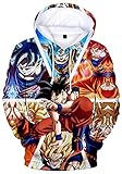 Herren Kapuzenpullover Dragon Ball Z Super Son Goku Vegeta Farbwechsel Cool Stylisch 3D Kapuzenpullover Kragen Pullover Sweater, DBZ Goku02, S