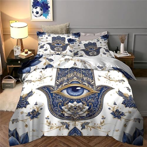 Housse de couette 140x200 Hamsa parure lit microfibre imprimé 3D