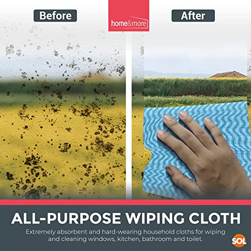 SOL 500pk All Purpose Clothes, 38x23cm Disposable Cleaning J Cloths Blue, Soft, Absorbent, Gentle & Reusable for Household and Professional Cleaning, Ideal for Polishing, Dusting, Washing Dishes - Image 6