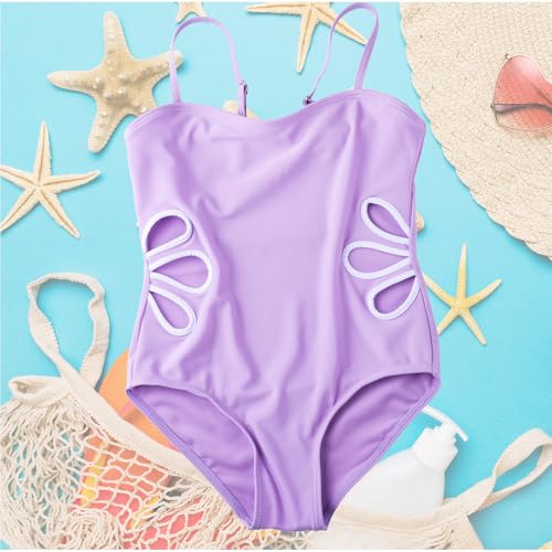 Girls Swimsuit Adjustable Straps Cut Out One Piece Bathing Suit with Cover Up Skirt Girls' Swimwear3