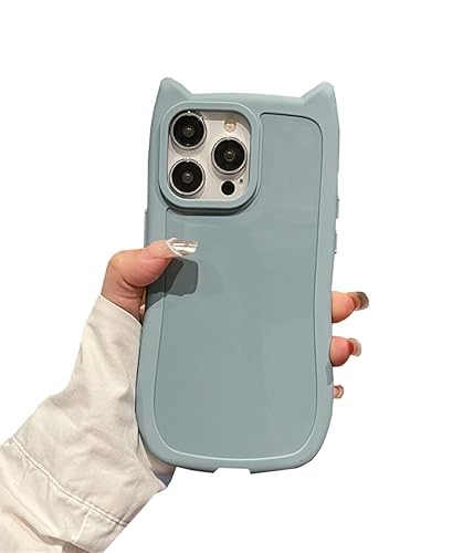 Sunswim Compatible with iPhone 12 & iPhone 12 Pro Case Cute Kawaii 3D Cat Ears Girls Women Clear Flexible Soft TPU Transparent Shockproof Protective Phone Case Cover for iPhone 12& iPhone 12 Pro-Blue1 - Blue1 - for iPhone 12 & iPhone 12 Pro