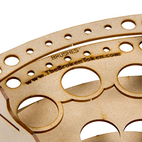 Image of The Broken Token Modular Paint Rack w / 35mm Holes - 45 Wedge - Multiple Organizer for Paint Bottles, Pots, and Brushes in Tiered Layout - Customize Your Pieces with Easy Organization & Access