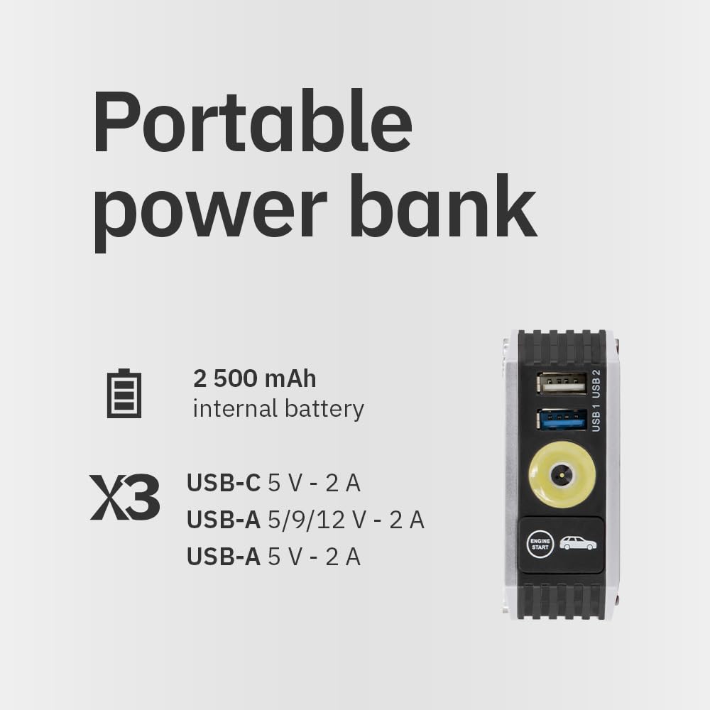 GYS, Nomad Power 401, Avviatore/Booster Batteria Litio Portatile 1200A, Veicoli 12 V (Moto, Auto), Avvio Sicuro, Batteria Esterna 3 Ah (PowerBank), Lampada LED, Display LCD