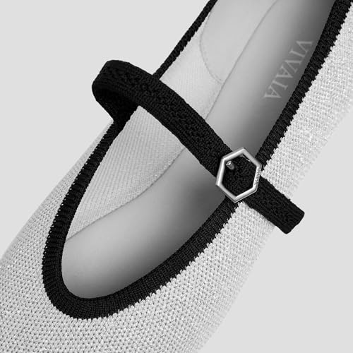 Image of VIVAIA Nelly Women's Mary Jane Flats Comfortable Almond Toe Ballet Flat Shoe Lightweight Soft Versatility Dress Shoes