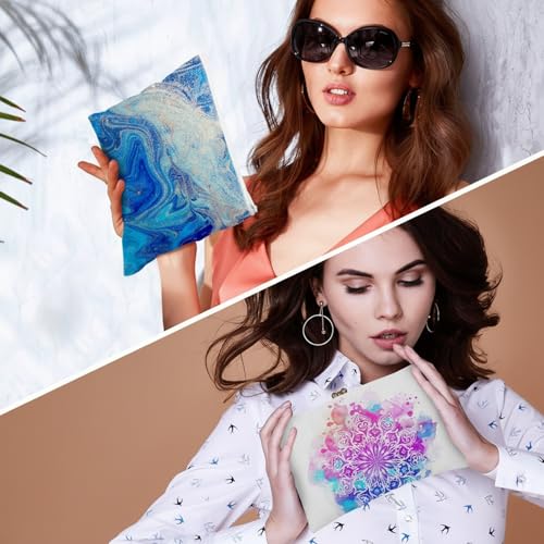 Image of Frienda 100 Pcs Sublimation Blank Canvas Makeup Bags Bulk DIY Heat Transfer Canvas Pen Case Pencil Cosmetic Makeup Bags Clear Sublimation Blank Pouch with Zipper (7.87 x 5.7 Inch,White)