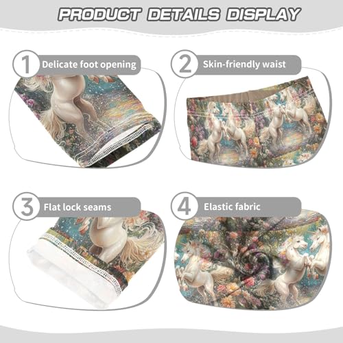 Unicorns Oil Painting Flowers Girls Leggings Kids Yoga Pants Dance Active Tights 4T3