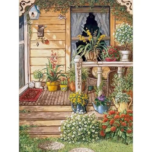 Puzzle 500 Piezas Adultos Juguete Desafío y Juego Educativo Puzzle para Adultos 500 Piezas, Rompecabezas Imposible Colorido, Balcón Flor Césped 52x38cm
