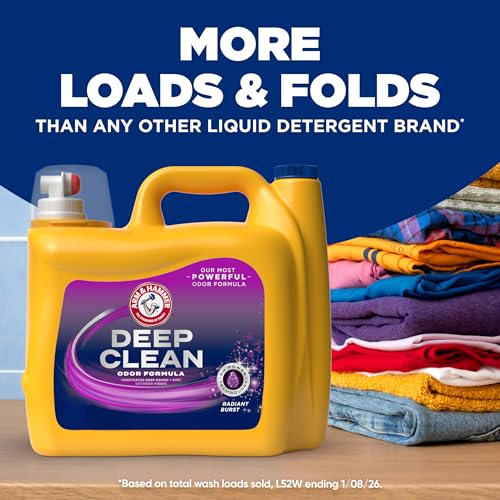 Image of ARM & HAMMER Deep Clean Odor Formula Liquid Laundry Detergent | Radiant Burst Scent, 150 Fl Oz, 100 Loads