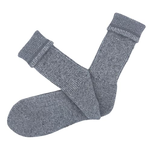 Image of 92% Merino Wool Socks Rib-Knit Home Natural, Made in Mongolia