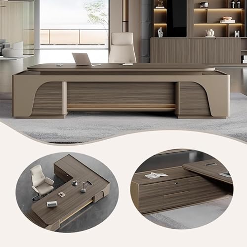 Prokagu エグゼクティブデスク 作業机 ワークデスク スタイリッシュなデスク オフィスデスク 事務用 オフィス用 役員用 引き出し収納 充電便利 ダイヤル錠付き 高荷重性 傷付きにくい ウォールナット カスタマイズ可能 LBZ-P028 【サイズ】デ