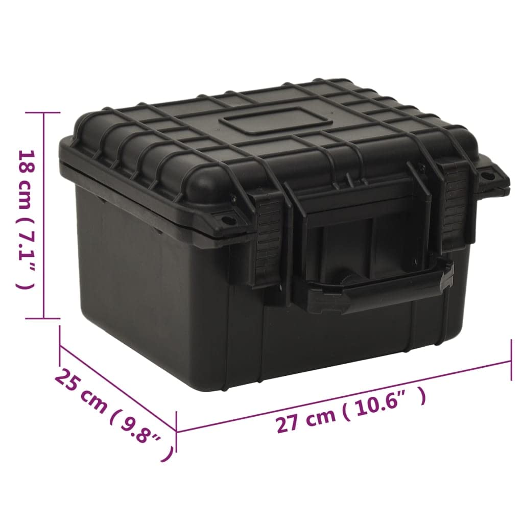 Valigia portatile nera, 27 x 25 x 18 cm, rigida in polipropilene e ABS con inserto in schiuma, impermeabile, antiurto, imbottita, ideale per fotocamera, viaggi, attività all'aperto ed