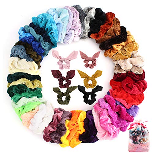 TOBATOBA 12 Pack Shiny White Hair Scrunchies Velvet Elastics Scrunchy Bobbles Soft Hair Bands Hair Ties, White