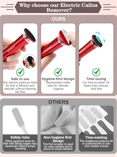 Image of FSA&HSA Electric Foot Callus Removers, Portable Electronic Foot File Pedicure Tools, Electric Callus Remover Kit, Professional Pedi Feet Care Perfect for Dead, Hard Cracked Dry Skin Ideal Gift (red)