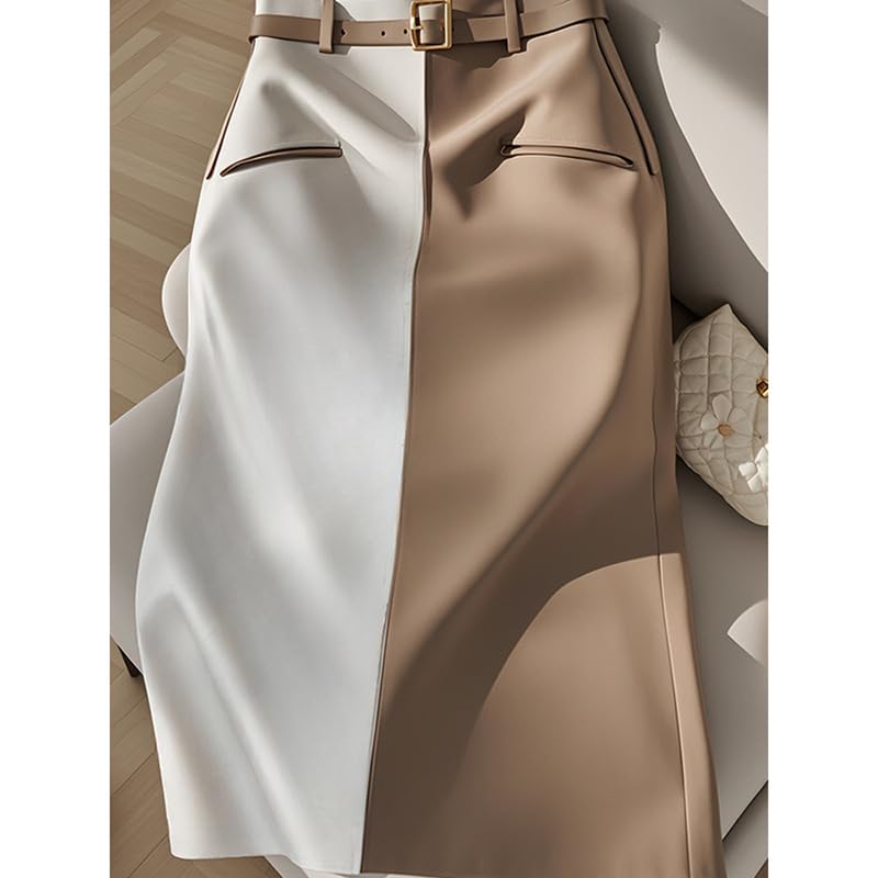 French-Style Khaki Skirt for Women, Autumn Skirt.4