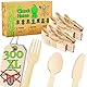 XL 300‑teiliges Bambus Besteckset | Gabel 16cm-Messer 16cm-Löffel 14cm| Kein Holz Geshmack| Umweltfreundlich, kompostierbar, wiederverwendbar | 100 Gäste | Picknick, Grill, Party, Camping @Claudi Home