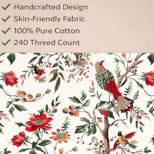 Image of elanorhomes 100% Cotton 240 TC Single Bed Sheet Set | Floral Printed Bedsheet with Pillow Cover | Soft Breathable Fabric for Bedroom | 60x90 Inches (Flying Petals)