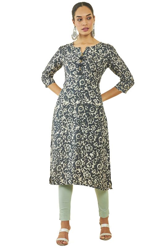 Soch Womens Viscose Batik Print Straight Kurta with Tassels
