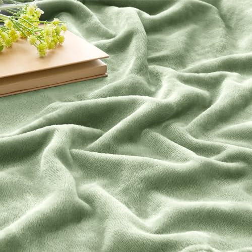 Image of BEDELITE Fleece Blanket Twin Size Sage Grey Green Throw Blankets for Couch & Bed, Luxury Plush Cozy Fuzzy Blanket 60x80 inches, Super Soft Warm Lightweight Throw Blanket for Travel Camping