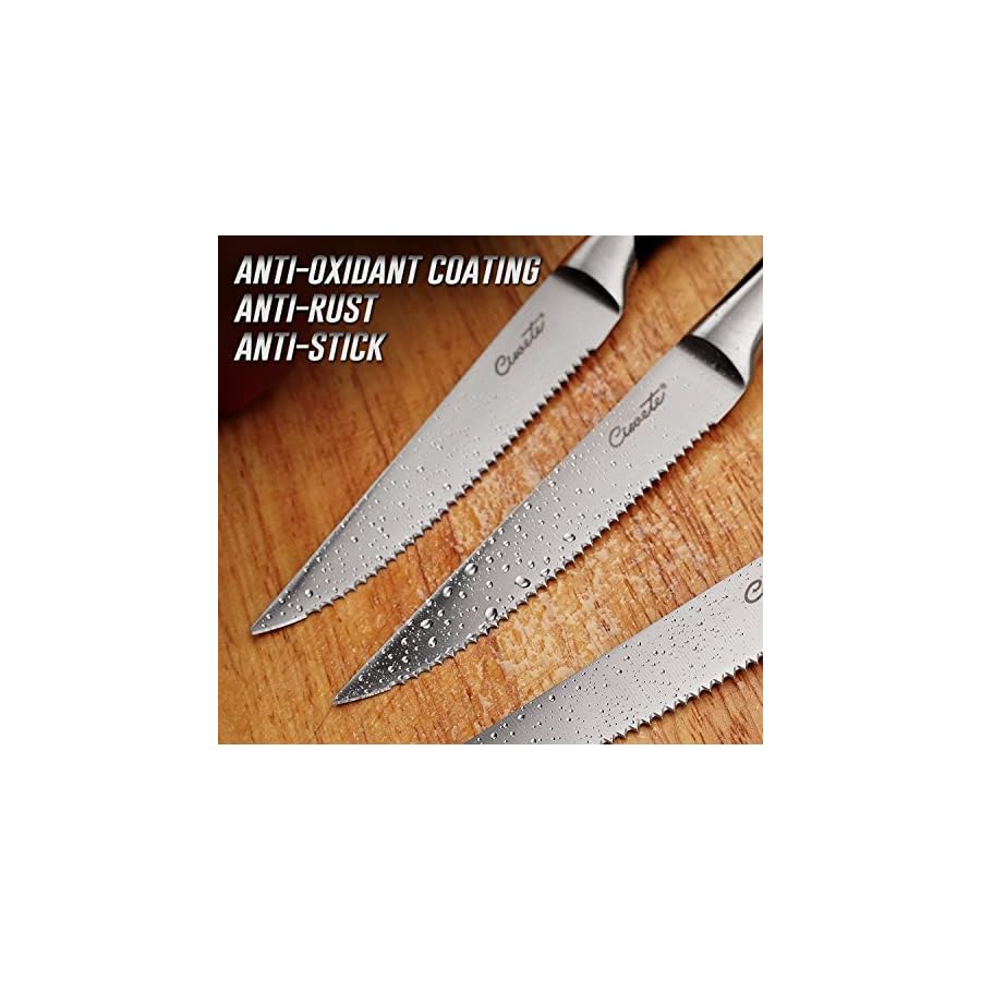 Steak-Knives-Set-of-6-Ciwete-4-Upgrade-3RC13-Stainless-Steel-Steak-Knife-Set-6-Piece-Sharp-Non-Stick-Rust-Resistant-Dinner-Knives-Black ciwete Serrated Steak Knives Set of 6, 5 Inch Stainless Steel Steak Knife Set with Ergonomic Handles, 6-Piece Sharp Knives for Weekly Family Dinners, Black