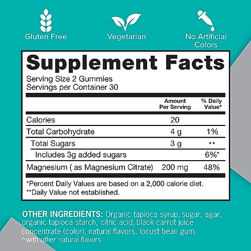 image for Qunol Magnesium Gummies for Adults, Qunol 200mg Magnesium Citrate Gumm