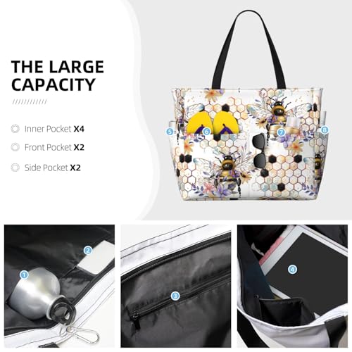 Glitter Stars Beach Tote Bag for Women Large Waterproof Travel Bags with Pockets Sandproof Handbag for Gym Vacation3