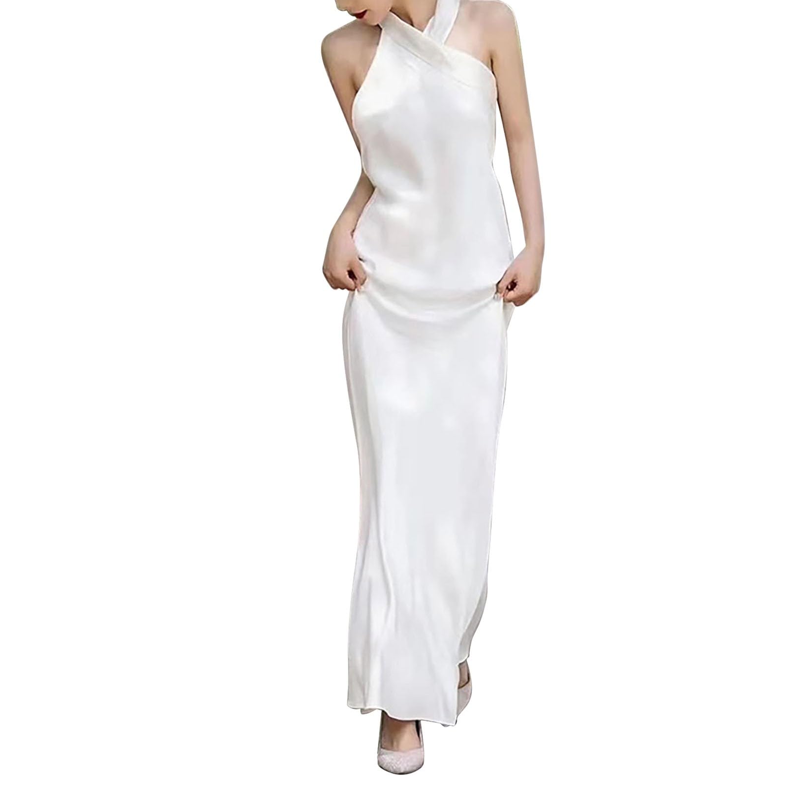 Maillot 2 Pieces Femme Robe de fiançailles Super féerique en Satin de tempérament français Robe Longue Chic