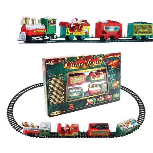 Kaishuai Tren Navidad,Tren clásico Funciona con Pilas,Tren Conjunto Navideño de Vías,Tren de Navidad Decoración,Adecuado para Navidad Mini Juegos Regalos para Navidad,Tren para Árbol de Navidad Kit