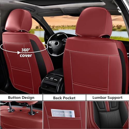 Image of Custom Car Seat Covers for Chevy Blazer 2019-2026,Easy install,Black Red | nappa leather seat protector,full coverage seat covers,all weather seat cover,waterproof,anti-slip,easy clean,5 seat Standard