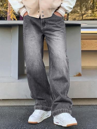 Image of KOTTY Men's Baggy Straight Fit Denim Jeans Washed Wide Leg Urban Fashion Comfortable Trendy Style